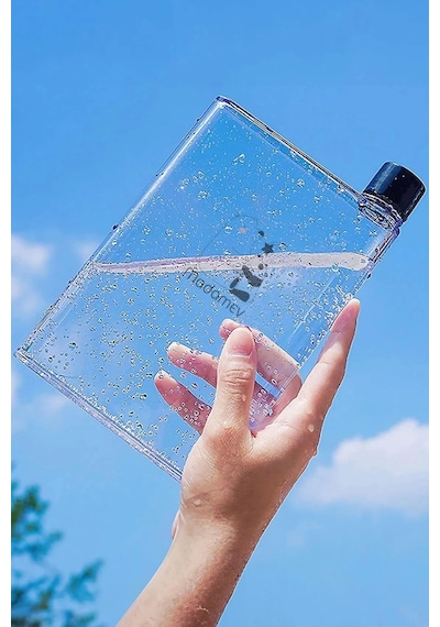 Tilbe Home A5 Bottle Motivasyon Su Matarası Şeffaf Notebook Taşınabilir Sporcu Suluk Su Şişesi 350ml ŞEFFAF