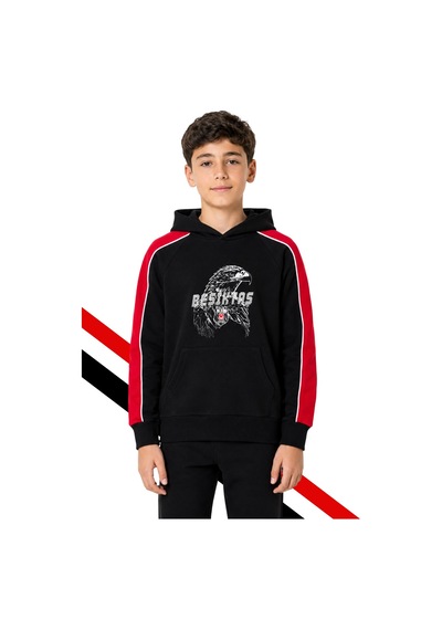 Beşiktaş Çocuk Kapüşonlu Sweatshırt Uv Kutu Siyah Uv
