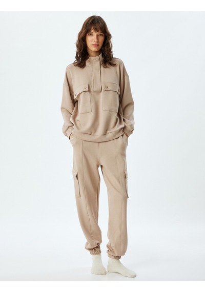 Koton Jogger Pijama Altı Kargo Cepli Örme Bej 5wlk40193mk Ekru