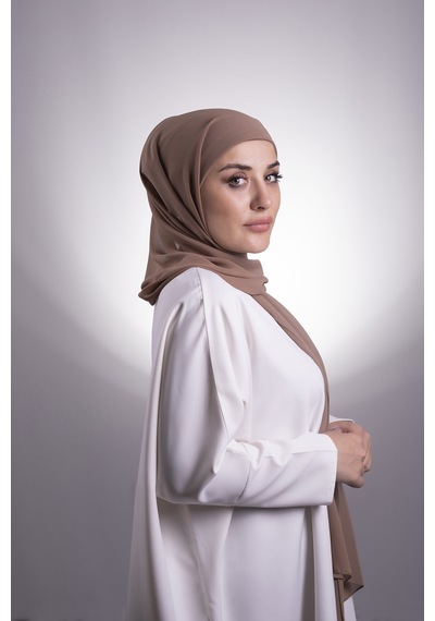 Halven Koyu Vizon Pratik Hazır Geçmeli Şal Şifon Boru Boneli 3001 38