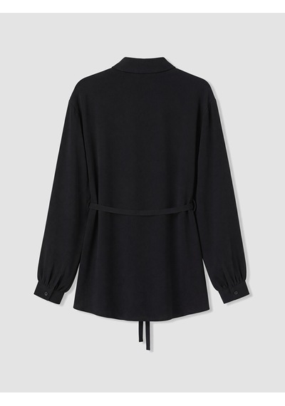Lcw Modest Siyah Beli Kuşaklı Kadın Gömlek Tunik