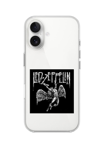 Apple Uyumlu iPhone 16 Şeffaf Kılıf Led Zeppelin Tasarımlı