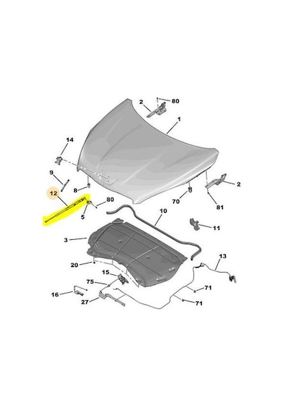Peugeot 508 Ön Kaput Amortisör 2010-2018 792529 09010426 1.6 Vtı, 1.6 Hdı, 2.2 Hdı, 2.0 Hdı, 1.6 L Thp