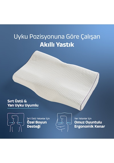 Dualsupport Amerikan Model Visco Boyun Yastığı Sırt Üstü & Yan Yatanlar İçin Omuz Oyuntulu Ortopedik 60x38x10/9cm Beyaz