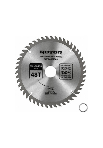 Daire Testere Bıçağı 190x30/25,4 Mm 48t Ahşap Kesim El Tipi Ve Gönye Testere Adaptörlü