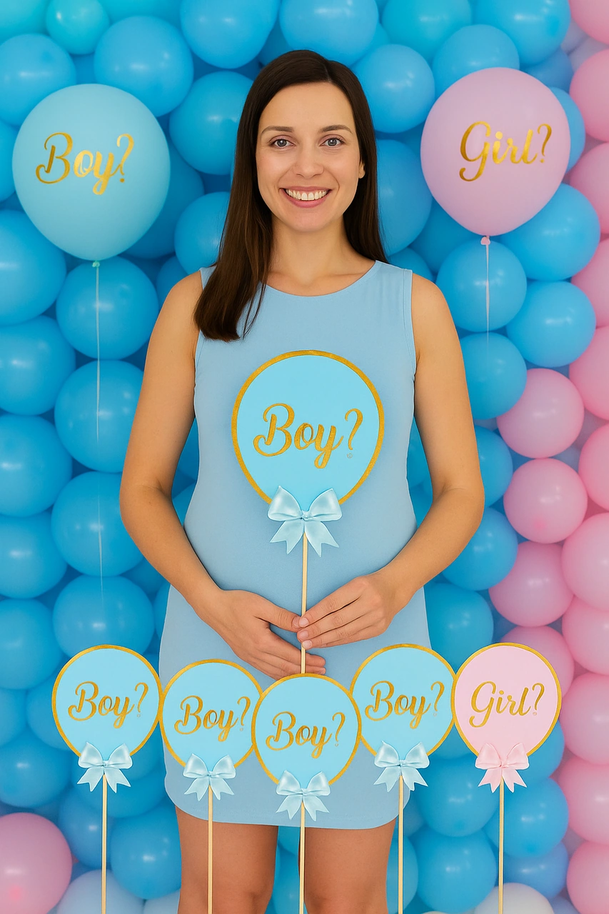 Cinsiyet Partisi Konuşma Balonu 5li Boy Mavi Balon Çubukları 12x17 Cm Diğer