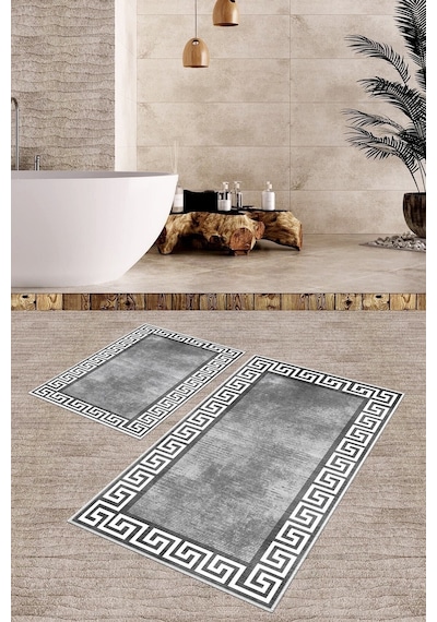 West Home Dijital Baskı Yıkanabilir Kaymaz Taban Salon Halısı Mutfak Halısı Yolluk Ve Banyo Paspası Wh 281 Grey
