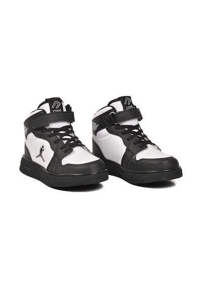 Cool Siyah-beyaz Cırtlı Basket Tarzı Bilek Boy Sneaker Erkek Çocuk Spor Ayakkabı Haykat Uzun Air Siyah - Beyaz