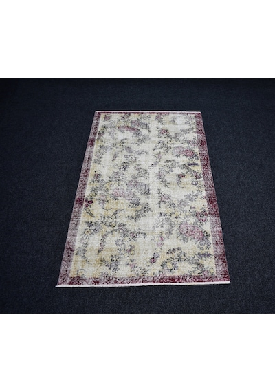 Zehra Abla Halı Vintage El Dokuma Serpme Çiçekli Eskitme Lüks Yün Salon Halısı 6938 Çok Renkli