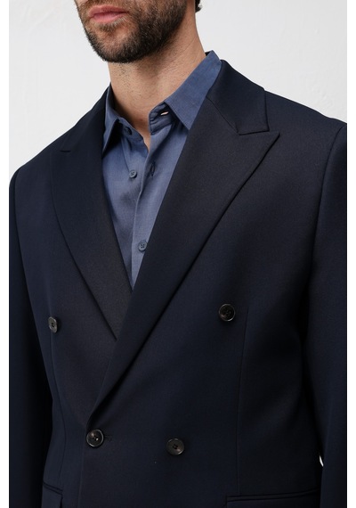 Antioch Relax Fit Kruvaze Erkek Blazer Ceket Açık Lacivert