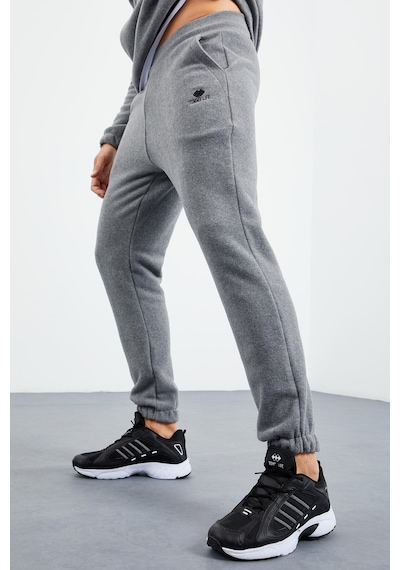 Tommy Life Gri Melanj Yarım Fermuar Dik Yaka Lastik Paça Polar Erkek Eşofman Takımı - 85159 GRİ MELANJ