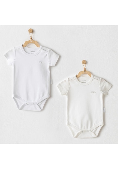 Andywawa Short Sleeve Basic 2'li Bebek Body - AC23773 Ekru