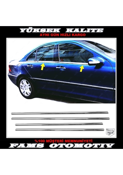Mercedes E Klasse W211 Krom Cam Çıtası 4 Prç. 2002-2009 P. Çelik