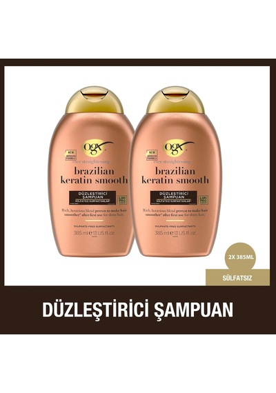 Brazilian Keratin Smooth Şampuan, 385 Ml, 2'li Paket