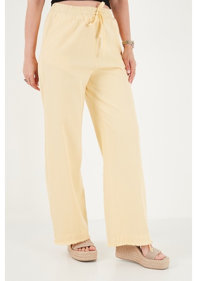 Lela Pamuklu Belden Bağlamalı Yüksek Bel Geniş Paça Cepli Regular Fit Pantolon Bayan Pantolon 668yp4760 Sarı Lela Pamuklu Belden Bağlamalı Yüksek Bel Geniş Paça Cepli Regular Fit Pantolon Bayan Pantolon 668yp4760 Sarı