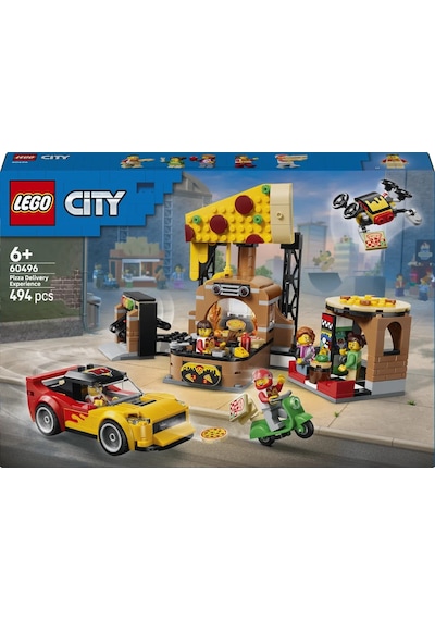LEGO® City Araçlarla Pizza Dağıtım Deneyimi 60496 - 6 Yaş ve Üzeri Çocuklar için 4 Minifigür İçeren Oyuncak Yapım Seti (494 Parça)