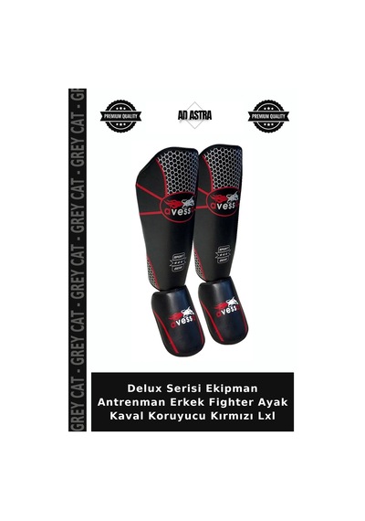 Delux Serisi Ekipman Antrenman Erkek Fighter Ayak Kaval Koruyucu Kırmızı Lxl