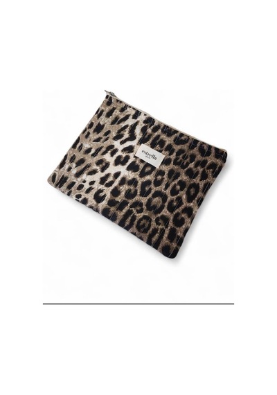 Estrella Paris Bloom Portföy & Clutch El Çantası Tablet Çantası Makyaj Çantası Leopar 25 X 19 Cm