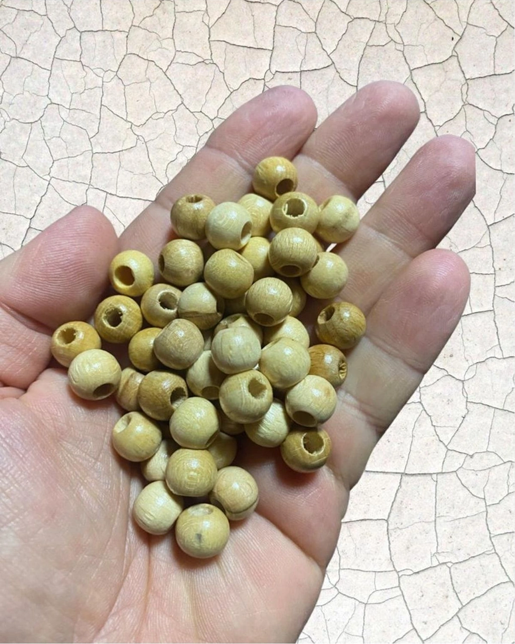 100 Adet - 10 Mm Vernikli Ahşap Boncuk