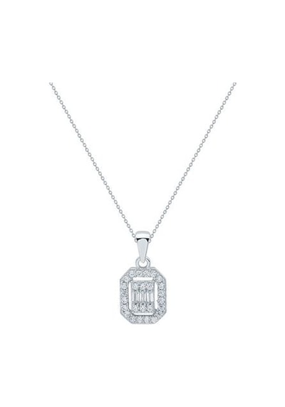Gülaylar Diamond Line Beyaz Altın 8 Ayar Baget Taşlı Kolye