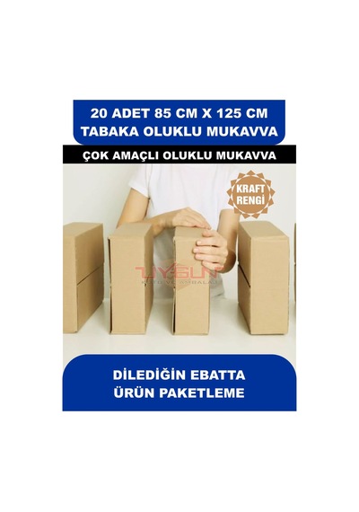 20 Adet 85cm X 125cm Baskısız Tabaka Oluklu Mukavva, Çocuk Etkinlik Kartonu, Maket Kartonu, Kargo Kartonu