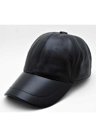 Takı Dükkanı Siyah Deri Beyzbol Cap Erkek Şapka Unisex Model Cp228