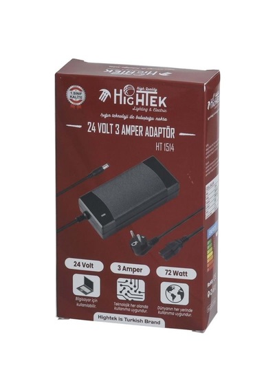 Hightek Ht-1514 24volt 3amper Smps Priz Tipi Adaptör 5.5x2.5mm Jak Fişli