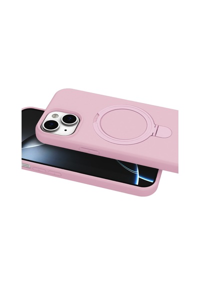 Apple iPhone Uyumlu  14 Uyumlu Regal Magsafe Standlı Kapak - Açık Pembe