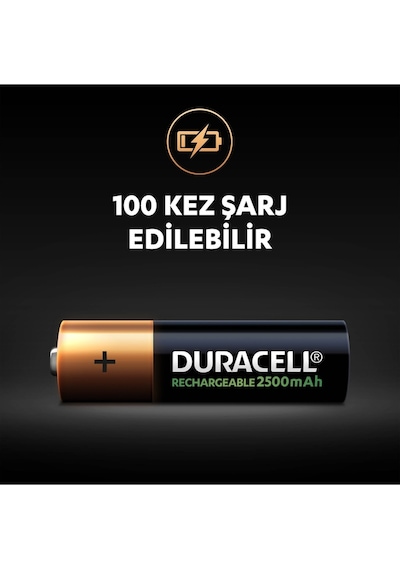 Duracell Şarj Edilebilir AA 2500 maH Pil 2'li Paket x 2 (4 Adet) - 50003941079772