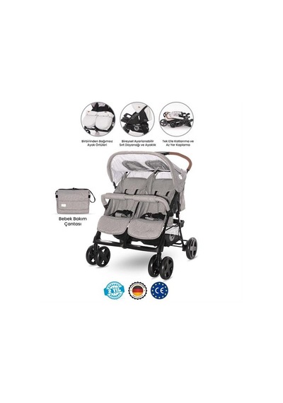 Lorelli Twin İkiz Bebek Arabası Cool Grey