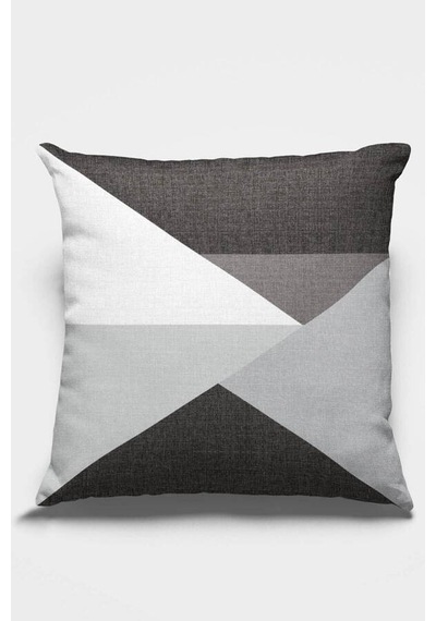 Gri Geometrik Desen Çift Taraf Yastık Kırlent Kılıfı Krl347n11