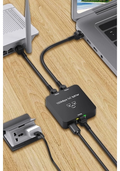 1000mbps Gigabit Ethernet Çoklayıcı 1 Giriş 2 Çıkış Ağ Dağıtıcı Yüksek Hızlı İnternet Dağıtıcı