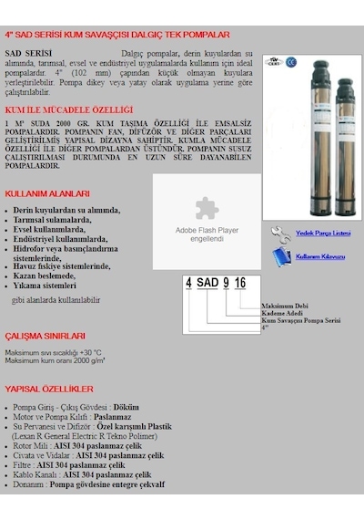Best Sad 4" Derinkuyu Motorsuz Dalgıç Pompa-5 Kademe