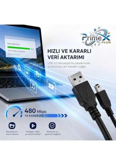 Px-5p05 0.5 Metre 5 Pin Usb Kablo, 50cm Mini Usb Kablo, Usb Am/mini 5pin Kablo