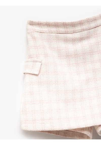 Koton Beli Lastikli Cep Detaylı Tüvit Şort Etek Pembe Ekose 5skg40138aw Pembe Ekoseli Pembe