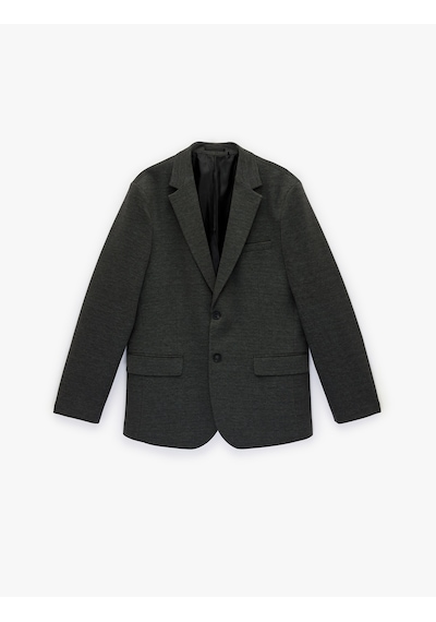 Koton Slim Fit Viskon Karışımlı Düğmeli Kapaklı Cepli Mono Yaka Blazer Ceket Antrasit 6sam50001hk Antrasit