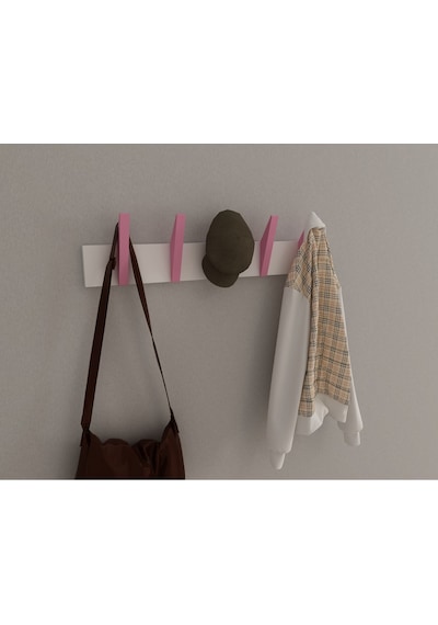 Hepsi3boyutlu Modern Duvar & Kapı Kanca Askılık - 5 Adet Pembe Kanca Askılık - Model No : 4 Pembe
