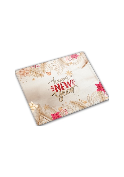 Decorita Cam Kesme Tahtası|Happy New Year -Gold|29cm x 34cm