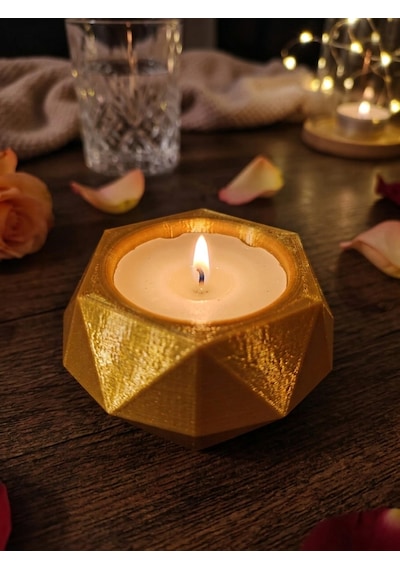 Tealight Mumluk – Dekoratif – Geometrik Desenli Modern Ev Dekoru 3 Lü Set