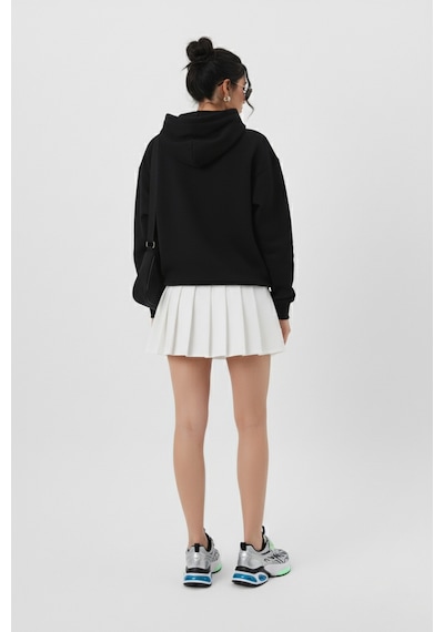 Uyguntarz Unisex Yumuşak Dokulu Düz 3 İplik Oversize Sweatshirt Sade Ve Modern Görünüm siyah