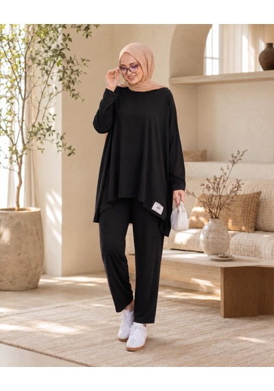 Unika Boutique Kadın Arma Detaylı Salaş İkili Takım siyah
