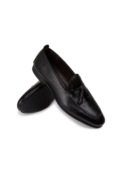 Deery Hakiki Deri Siyah Püsküllü Erkek Loafer - 01701msyhc07 Siyah