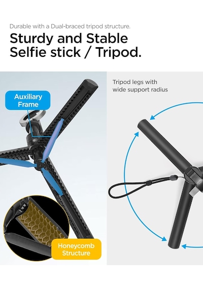 Kablosuz Bluetooth Selfie Çubuğu Magsafe İle Uyumlu Uzaktan Kumandalı Tripod / 1.2 Metre Kolay Taşınabilir Mag Fit S580w Siyah - Amp07659