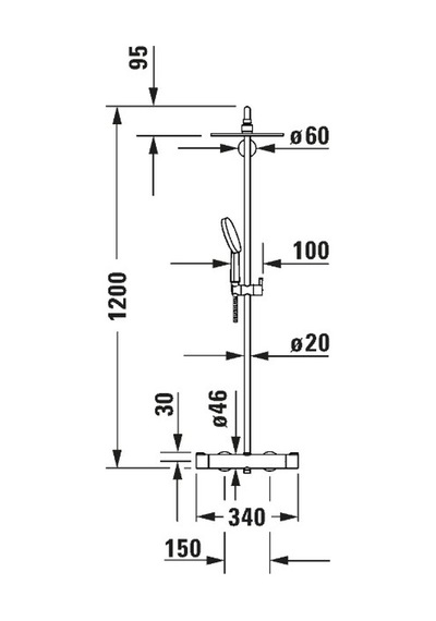 Duravit - C.1 Termostatik Duş Bataryalı Duş Sistemi - C14280008010- Krom