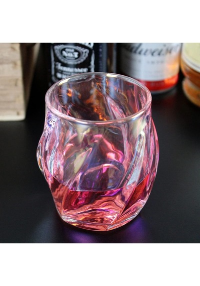 Viski Bardakları 2'li Set, Renkli Rock Bardağı, 240 Ml İçme Bardağı, Yaratıcı Bükümlü Kristal Eski Moda Bard
