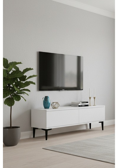 Tsa1299b Aplos Tv Stand, Tv Sehpası Beyaz 120cm