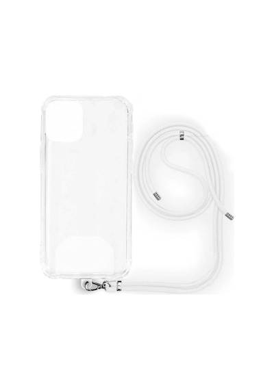Apple Uyumlu iPhone 16 Plus İp Askılı Şeffaf Silikon Kılıf Beyaz