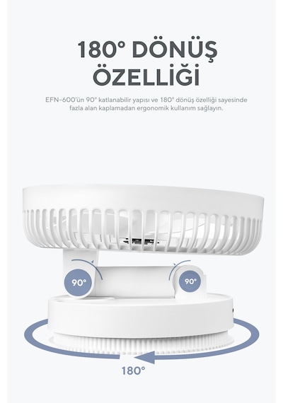 Everest Efn-600 Masaüstü Taşınabilir Şarjlı Beyaz 2000mah Usb Fan Everest Efn-600 Masaüstü Taşınabilir Şarjlı Beyaz 2000mah Usb Fan