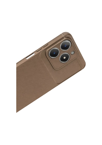 Gld-spt- Newface Realme C61 Kılıf Auto Focus Karbon Kapak - Kahverengi