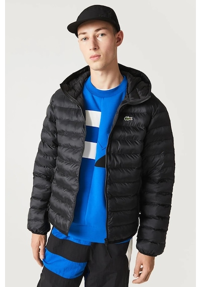 Lacoste Syntehic Fill Jacket Sabit Kapüşonlu Erkek Şişme Mont Siyah Siyah